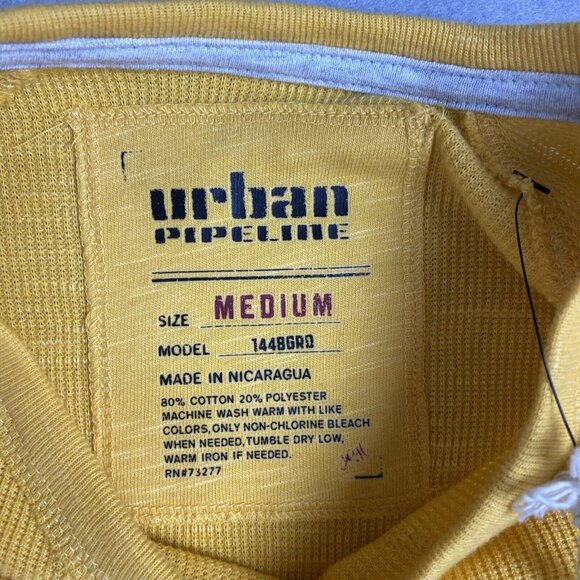 Urban Pipeline‎ Crewneck Shirt Mens Medium Yellow / Gold Raglan Cotton Pullover - Picture 4 of 8